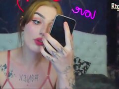 pink lingerie russian transgirl with full tattoos and small cock camshows solo