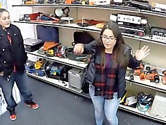 Two girls try to steal and get slammed by horny pawnkeeper