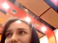 Cutie almost getting caught flashing in internet cafe