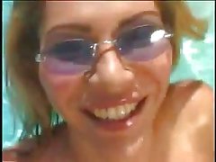 Hot oral sex poolside