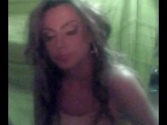 Elegant Chilean tgirl in fishnet stockings shows her butt on cam