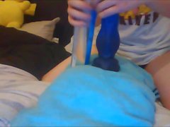 Taking the knot on my blue bad dragon