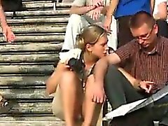Chick On The Stairs Upskirt