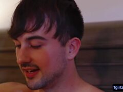 Petite TS beauty Natalie Mars slurps cock and gets analed in bed