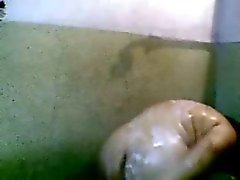 indian girl bathing shaving her pits and pussy