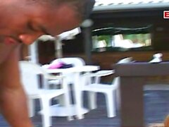 Blonde shemale get outdoor fuck from bbc