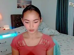 petite teen asian shemale cutie strokes her cock on webcam
