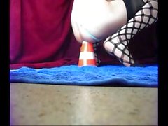 Amazing anal skills of Bunny Dilatare with a huge cone